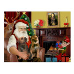 Père Noël - deux terriers de frontière Carte Postale