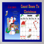Père Noël et compte à rebours des amis 2 à Noël Posters