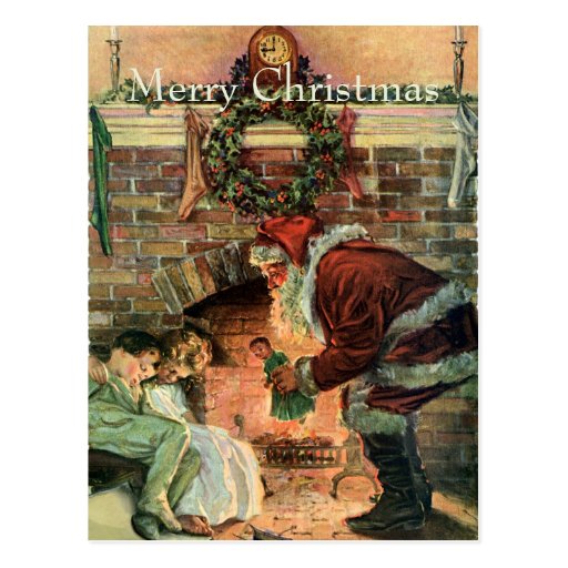 Père Noël et enfants de sommeil Carte Postale