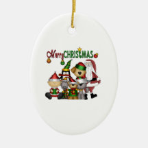 Père Noël et la bande aucune couleur ornament_oval Décoration Pour Sapin De Noël