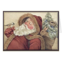 Père Noël et ses amis de forêt - carte de Noël