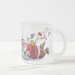 Père Noël faisant des emplettes sur la tasse givré