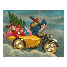 Père Noël monte une moto - Noël Bristols Personnalisés