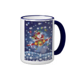 Père Noël pilotant la tasse antique d'avion