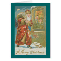 Père Noël victorien avec la carte de Noël de paque