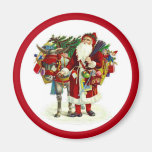 Père Noël victorien et âne Magnets
