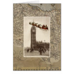 Père Noël vintage au-dessus de carte de Noël de Bi