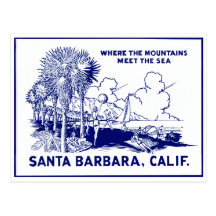 Père Noël vintage Barabara la Californie Carte Postale