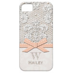 Perle vintage de dentelle de ruban de pêche coque iPhone 5 Case-Mate