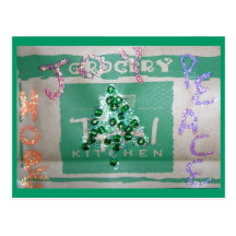 Perles et scintillement sur le sac d'épicerie 3D Carte Postale