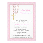 Perles roses de chapelet, invitation florale et re