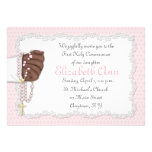 Perles roses religieuses de chapelet invitation personnalisée