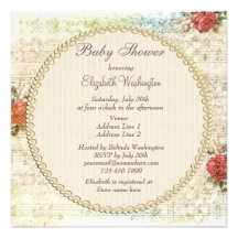 Perles vintages et baby shower chic minable de den cartons d'invitation