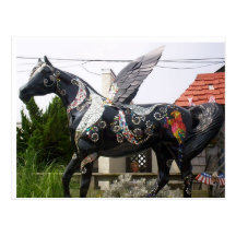 Perroquet à ailes et scintillement de cheval carte postale