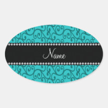 Personalized custom name turquoise swirls stickers