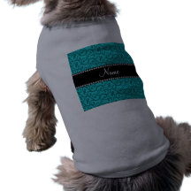 Personalized custom name turquoise swirls doggie shirt