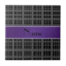 Personalized name black plaid pattern tiles
