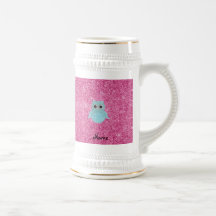 Personalized name bling owl diamonds mug