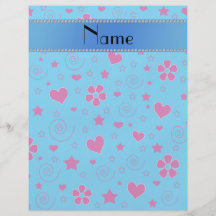 Personalized name blue flowers hearts stars swirls custom flyer
