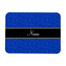 Personalized name blue swirls flexible magnets