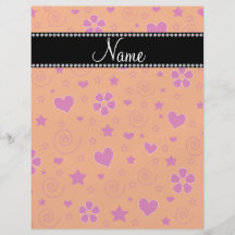 Personalized name Orange pink flowers hearts stars Full Color Flyer