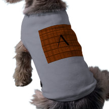 Personalized name orange plaid pattern dog tee shirt