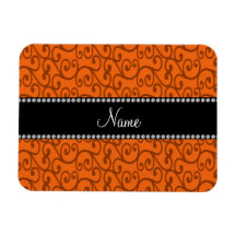 Personalized name orange swirls vinyl magnets