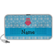 Personalized name owl blue snowflakes notebook speakers