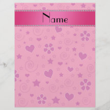 Personalized name pink flowers hearts swirls stars personalized flyer