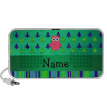 Personalized name pink owl green christmas trees notebook speakers