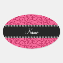 Personalized name pink swirls sticker