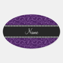 Personalized name purple swirls stickers