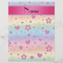 Personalized name rainbow pink flowers hearts star flyer