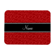 Personalized name red swirls magnets