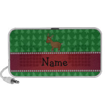 Personalized name reindeer green christmas trees speaker system