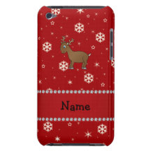 Personalized name reindeer red snowflakes stars iPod touch cases