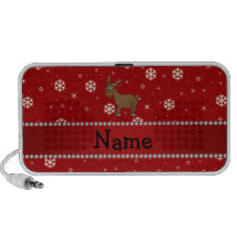 Personalized name reindeer red snowflakes stars laptop speakers