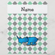 Personalized name rhino black green argyle flyer design