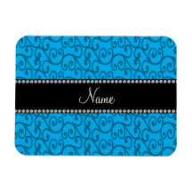 Personalized name sky blue swirls rectangle magnets