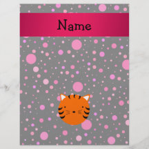 Personalized name tiger face black pink polka dots custom flyer