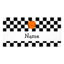 Personalized name tiger face black white checkers customized photo card
