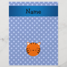 Personalized name tiger face blue polka dots flyer