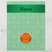 Personalized name tiger face green paw pattern custom flyer