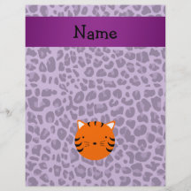 Personalized name tiger face purple leopard print flyer