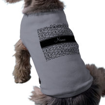 Personalized name white swirls doggie tshirt