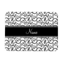 Personalized name white swirls rectangle magnets