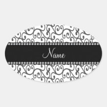 Personalized name white swirls sticker