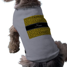 Personalized name yellow swirls doggie t shirt