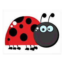Personnage de dessin animé de coccinelle cartes postales