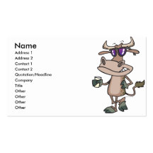 personnage de dessin animé de port de nuances de v carte de visite